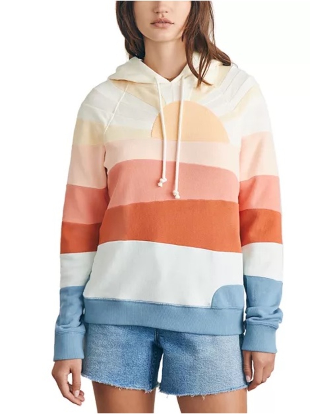 Faherty Size Small Soleil Hoodie Sunrise Sun Waves Color Block Beach Sweatshirt